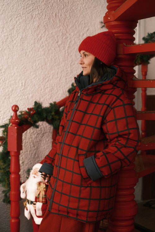 Reversible checkered jacket Red