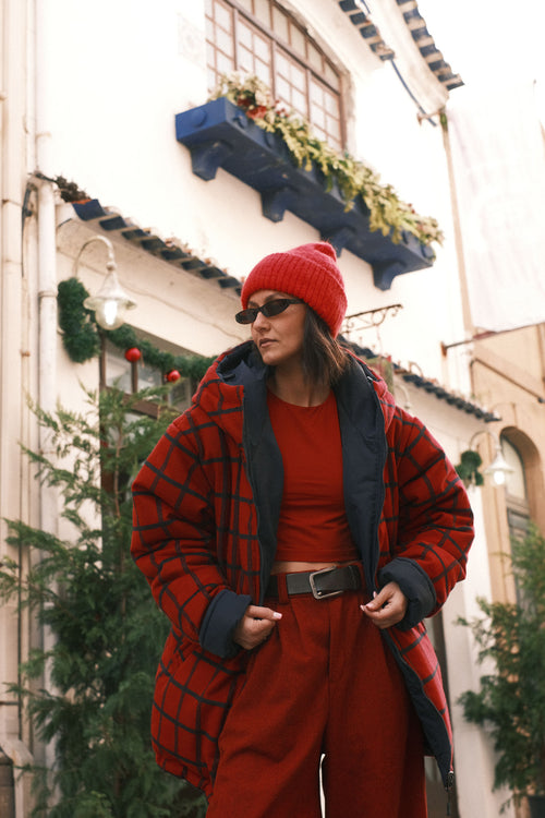 Reversible checkered jacket Red