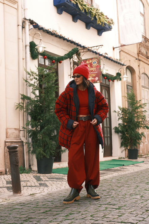 Reversible checkered jacket Red