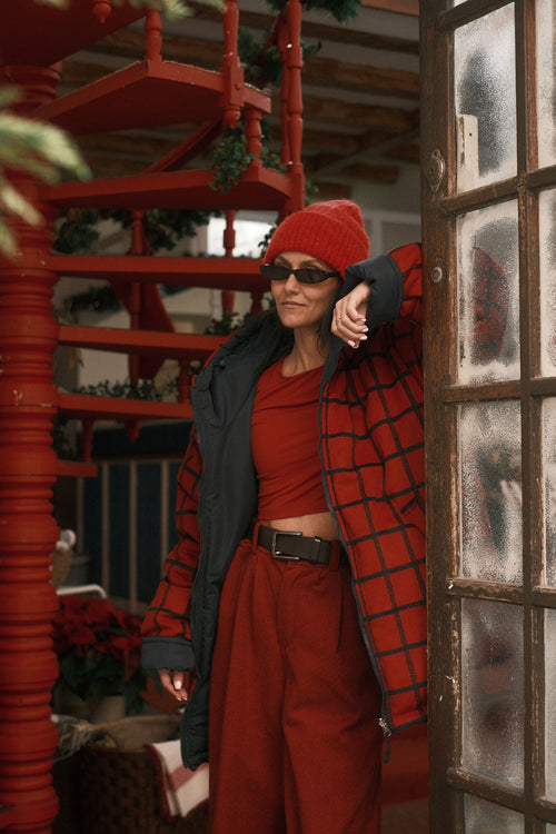 Reversible checkered jacket Red