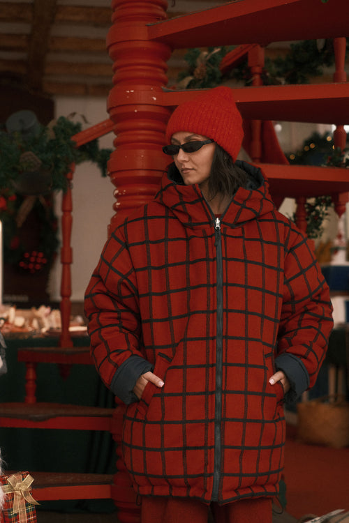 Reversible checkered jacket Red