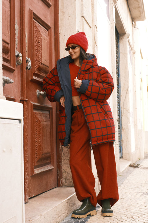 Reversible checkered jacket Red