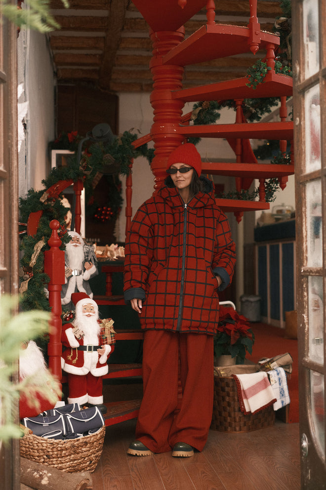 Reversible checkered jacket Red