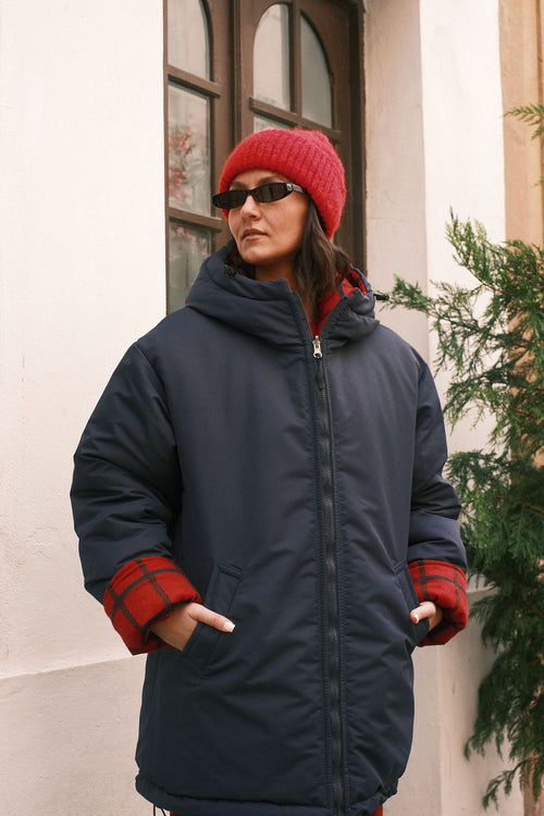 Reversible checkered jacket Red