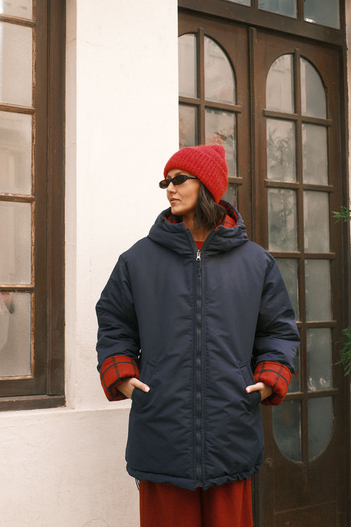 Reversible checkered jacket Red