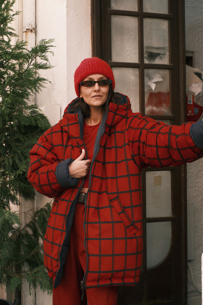 Reversible checkered jacket Red
