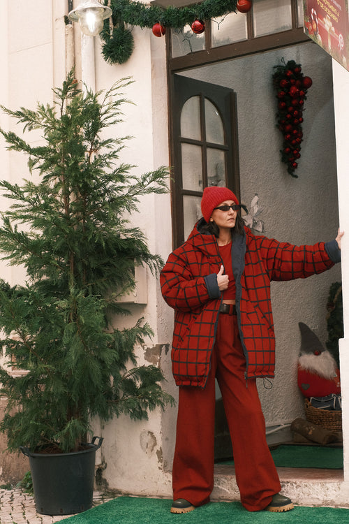 Reversible checkered jacket Red
