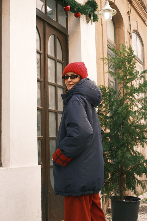 Reversible checkered jacket Red