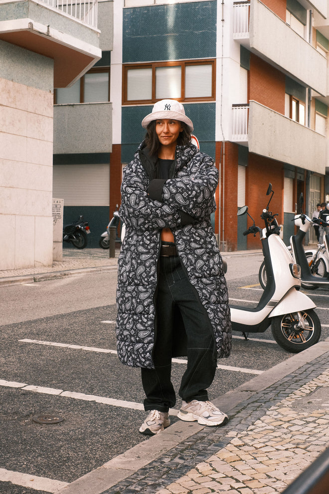 Paisley double-breasted coat