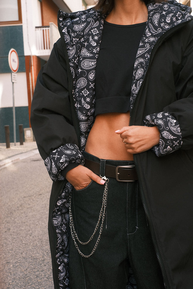 Paisley double-breasted coat
