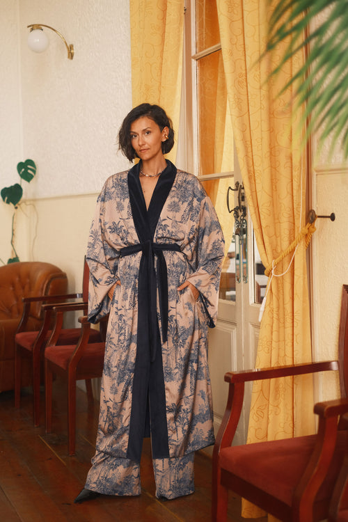 Double-sided velour kimono Pheasant