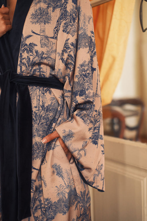Double-sided velour kimono Pheasant