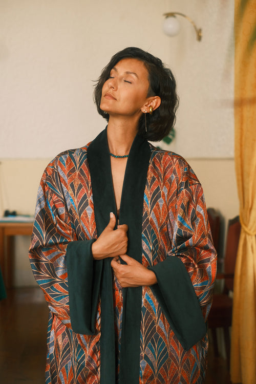 Double-sided velour kimono Boho