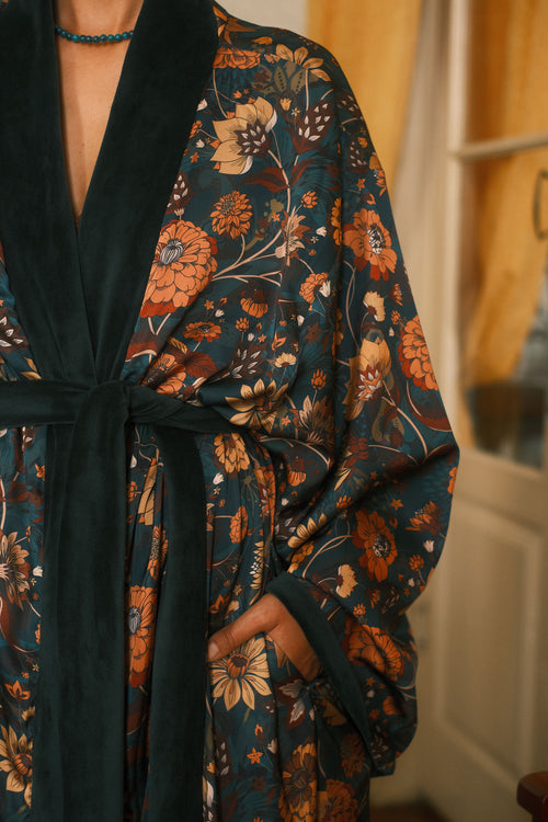 Double-sided velour kimono Pheasant
