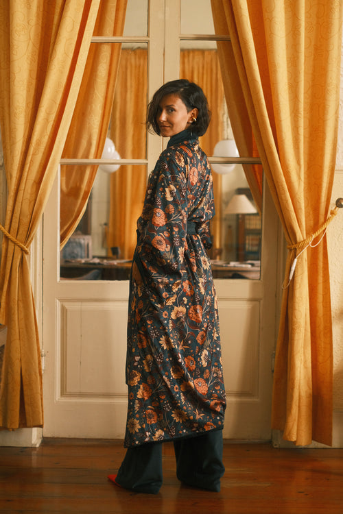 Double-sided velour kimono Pheasant