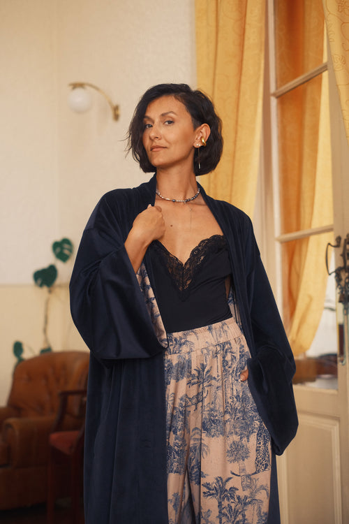 Double-sided velour kimono Pheasant