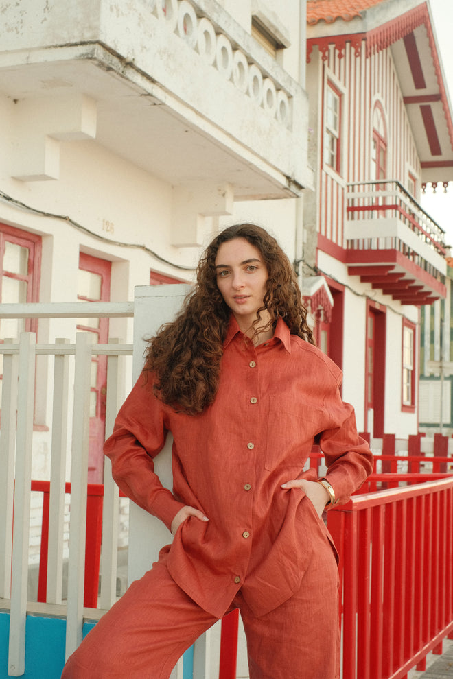 Natural linen trousers