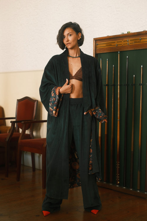 Double-sided velour kimono Pheasant