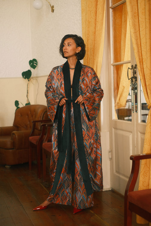 Double-sided velour kimono Boho