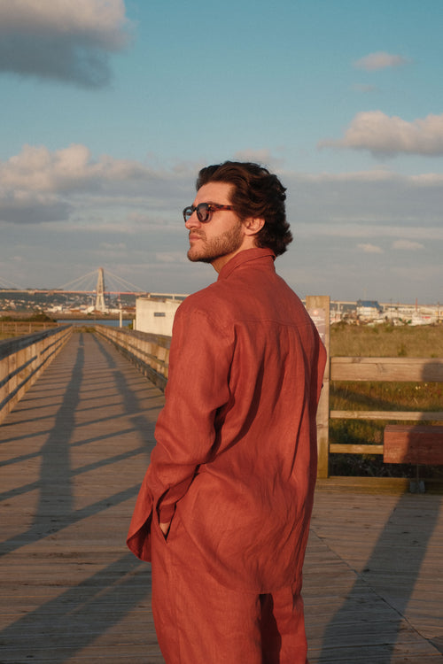 Burnt Orange Linen Shirt