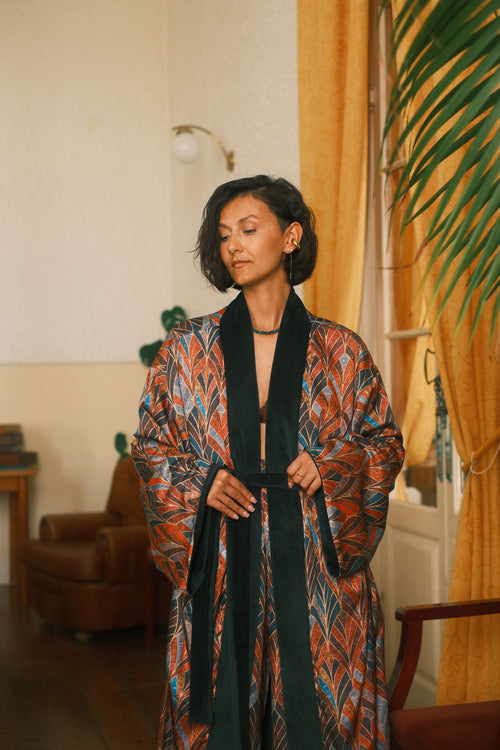 Double-sided velour kimono Boho
