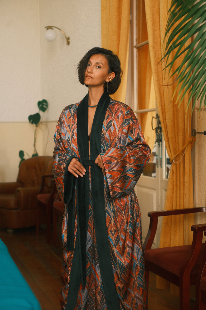 Double-sided velour kimono Boho