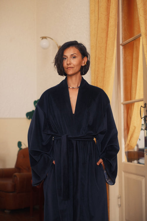 Double-sided velour kimono Pheasant