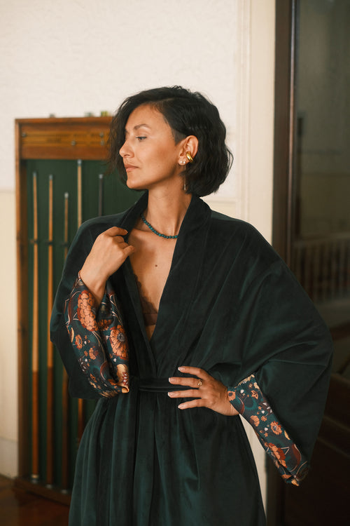 Double-sided velour kimono Pheasant