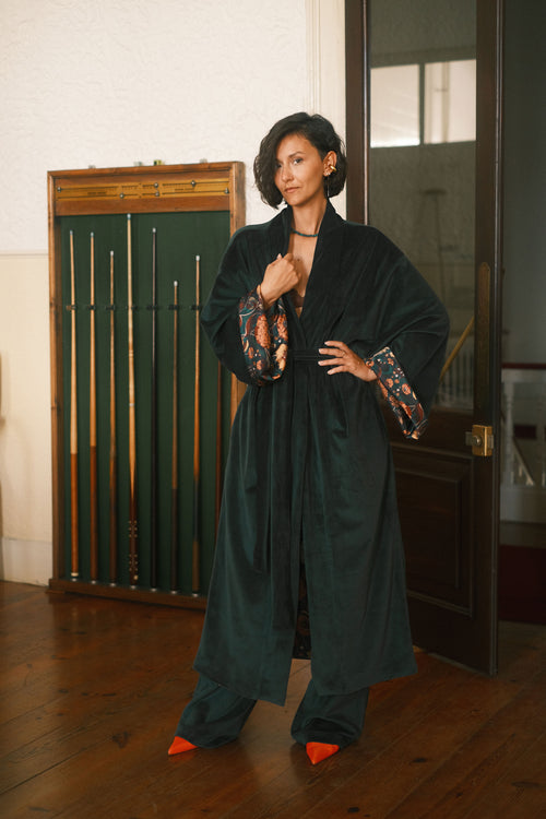 Double-sided velour kimono Pheasant