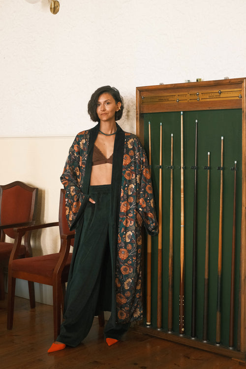 Double-sided velour kimono Pheasant