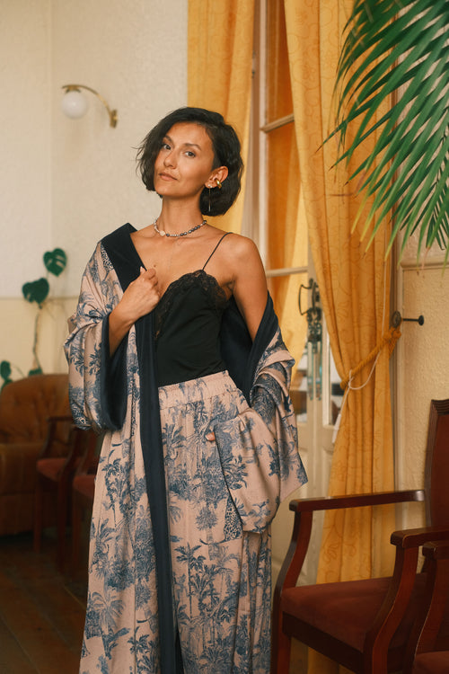 Double-sided velour kimono Pheasant