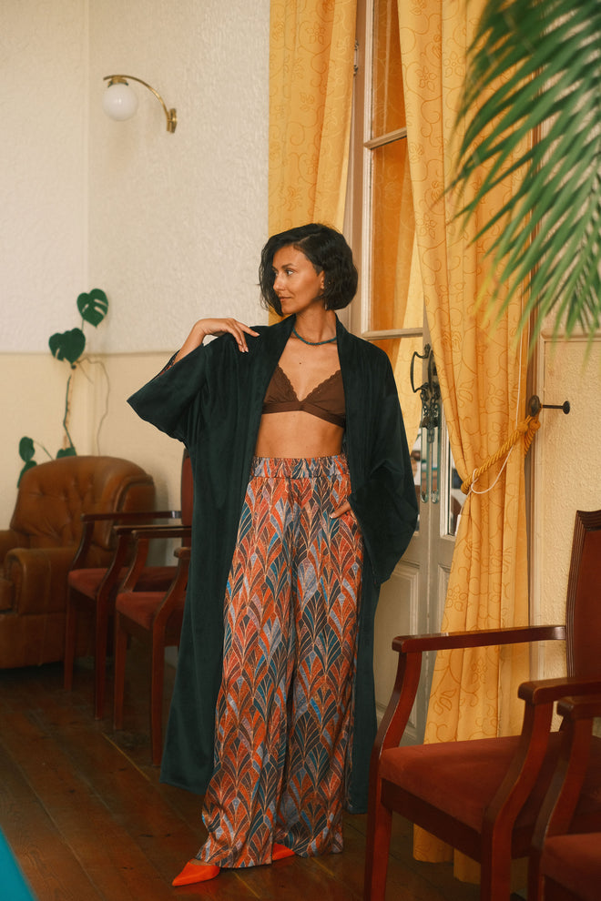 Boho silk trousers