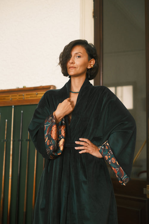 Double-sided velour kimono Pheasant