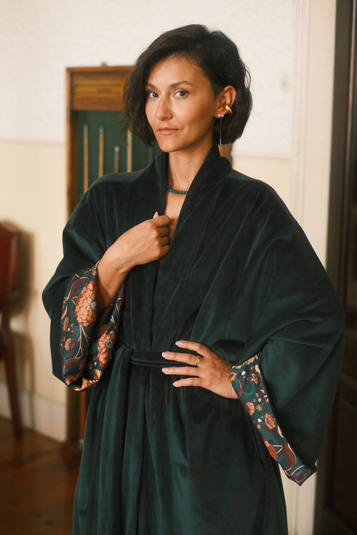 Double-sided velour kimono Pheasant