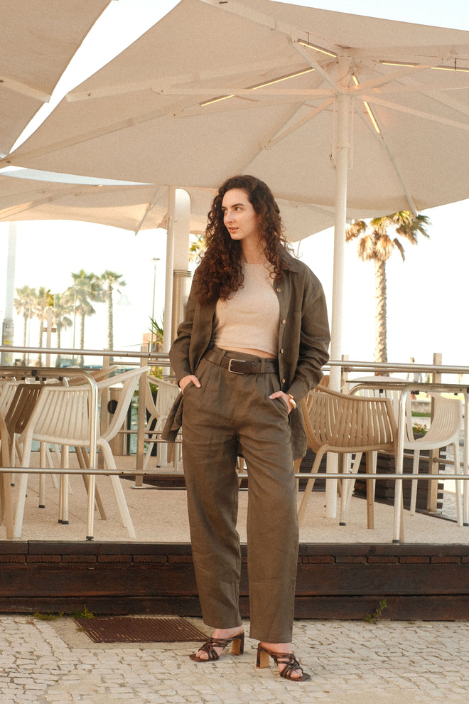 Natural linen trousers