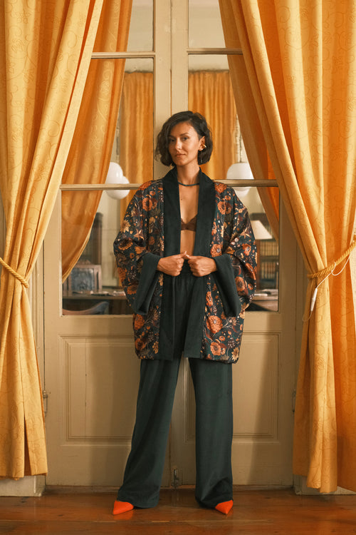 Shortened kimono Midnight Botanica