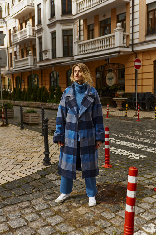 Пальто у клітинку Blue