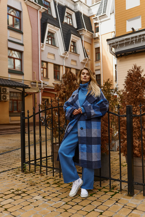 Пальто у клітинку Blue