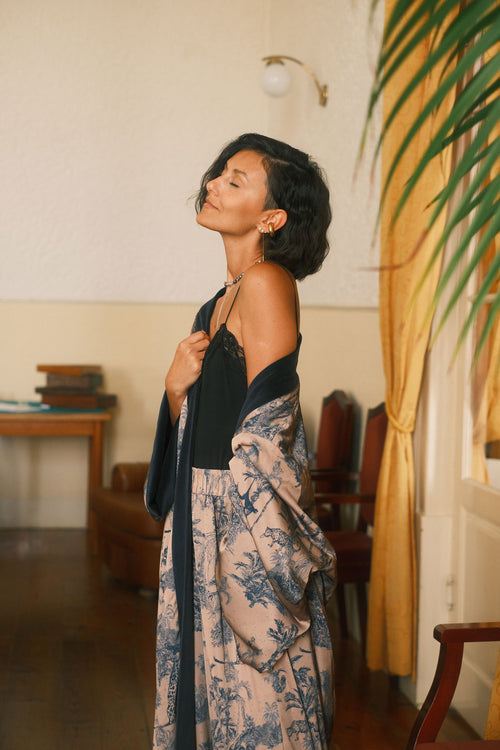 Double-sided velour kimono Pheasant