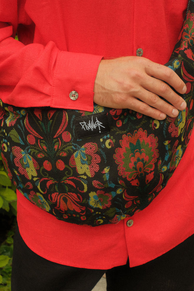 Flaner Bag Ethno Flowers Black double-sided bag