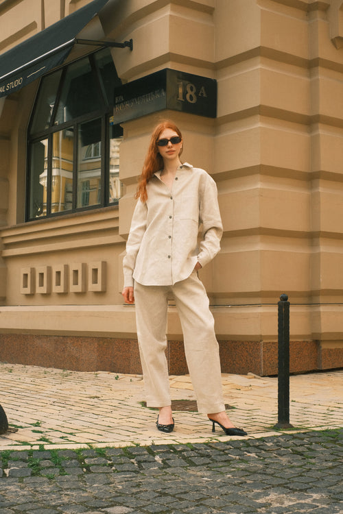 Natural linen trousers
