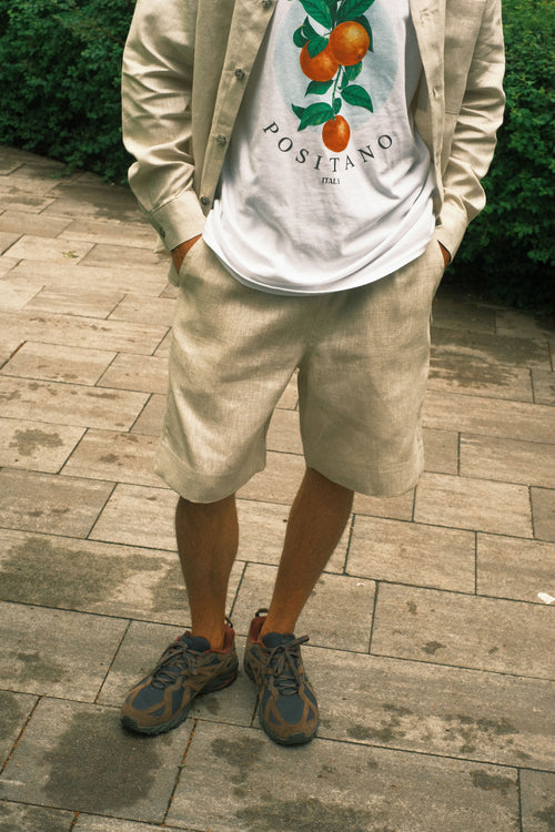 Natural linen shorts