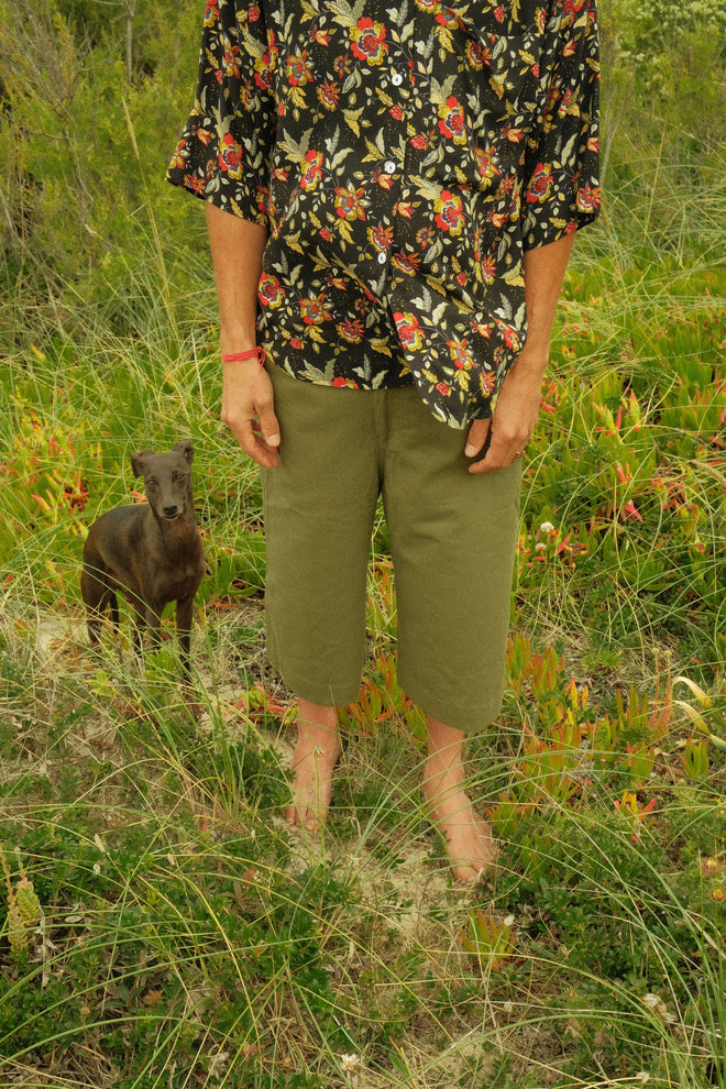 Khaki Denim Shorts