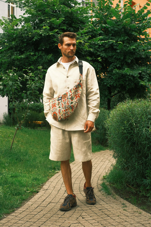 Natural linen shorts