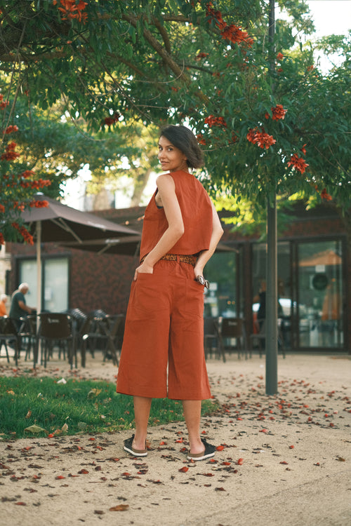 Terracotta denim shorts