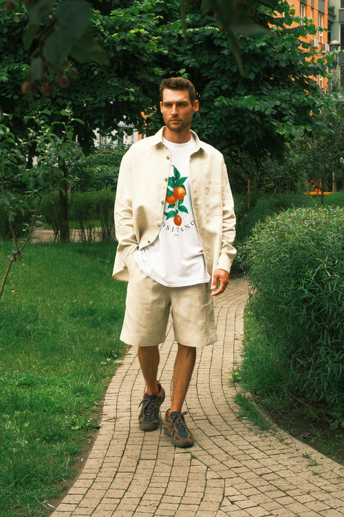 Natural linen shorts