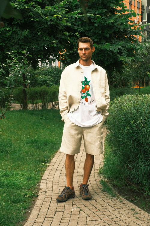 Natural linen shorts