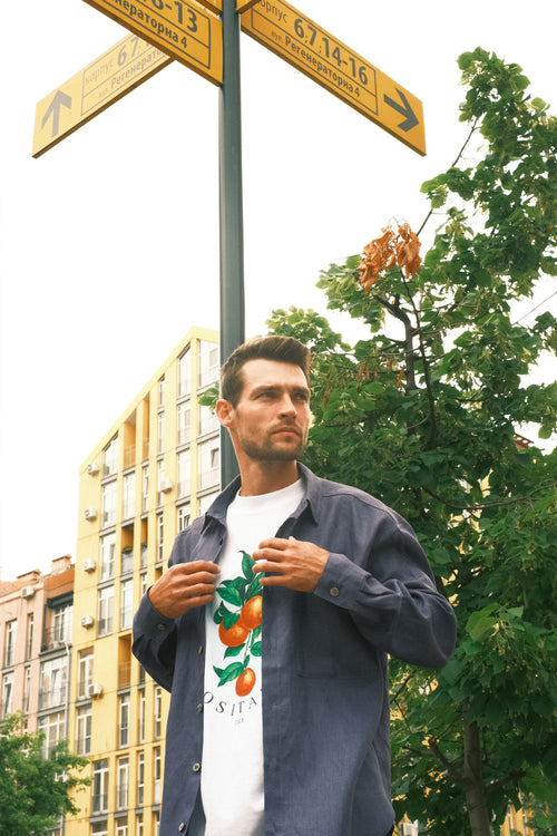 Blueberry linen shirt