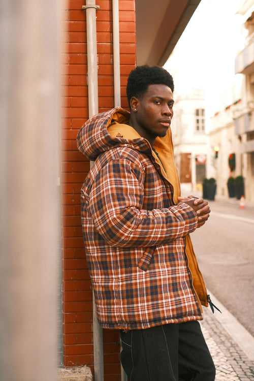 Reversible plaid jacket Mustard