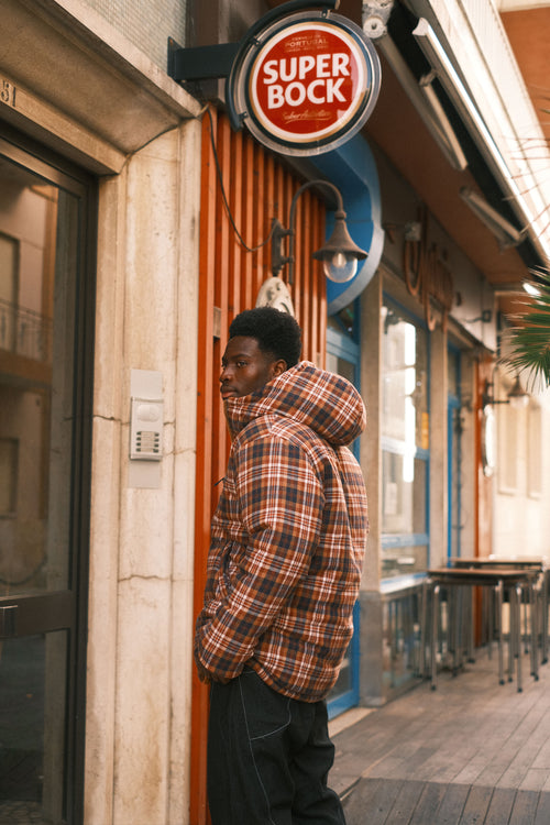 Reversible plaid jacket Mustard